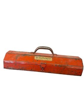 vintage Challenger Fine Tools metal tool box distressed retro collectible